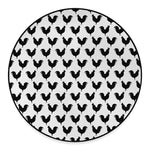 Black And White Rooster Pattern Print Round Floor Mat