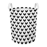 Black And White Rooster Pattern Print Round Laundry Basket