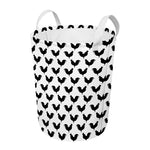 Black And White Rooster Pattern Print Round Laundry Basket