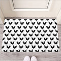 Black And White Rooster Pattern Print Rubber Doormat