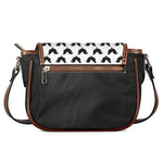 Black And White Rooster Pattern Print Saddle Bag