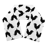 Black And White Rooster Pattern Print Scarf