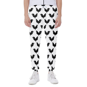 Black And White Rooster Pattern Print Scuba Joggers