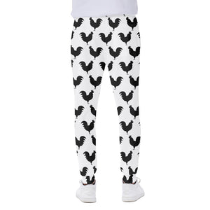 Black And White Rooster Pattern Print Scuba Joggers