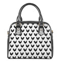 Black And White Rooster Pattern Print Shoulder Handbag