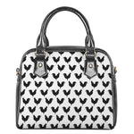 Black And White Rooster Pattern Print Shoulder Handbag