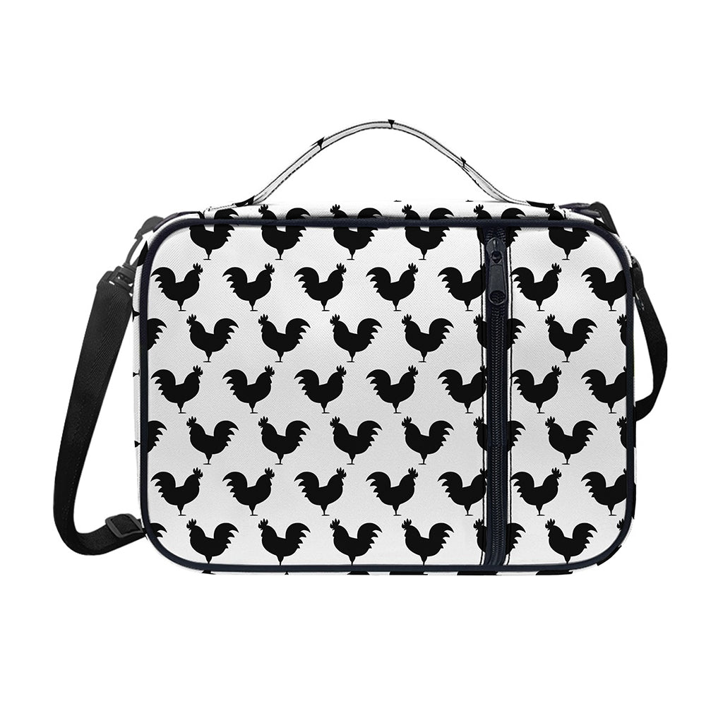 Black And White Rooster Pattern Print Shoulder Strap Bible Bag
