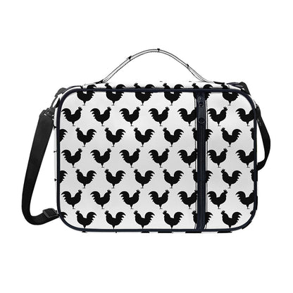 Black And White Rooster Pattern Print Shoulder Strap Bible Bag