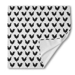Black And White Rooster Pattern Print Silk Bandana