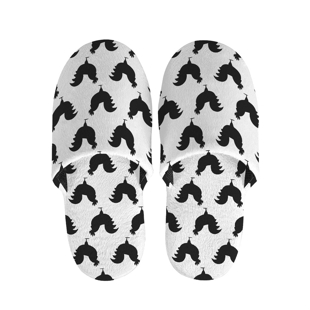 Black And White Rooster Pattern Print Slippers