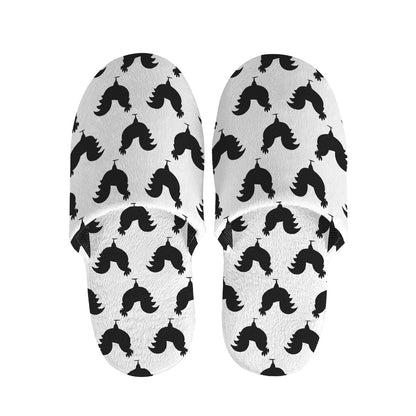 Black And White Rooster Pattern Print Slippers
