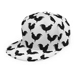Black And White Rooster Pattern Print Snapback Cap