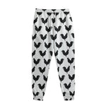 Black And White Rooster Pattern Print Sweatpants