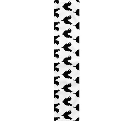 Black And White Rooster Pattern Print Table Runner