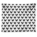 Black And White Rooster Pattern Print Tapestry