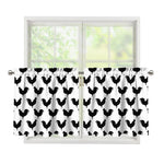 Black And White Rooster Pattern Print Tier Curtains