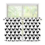 Black And White Rooster Pattern Print Tier Curtains