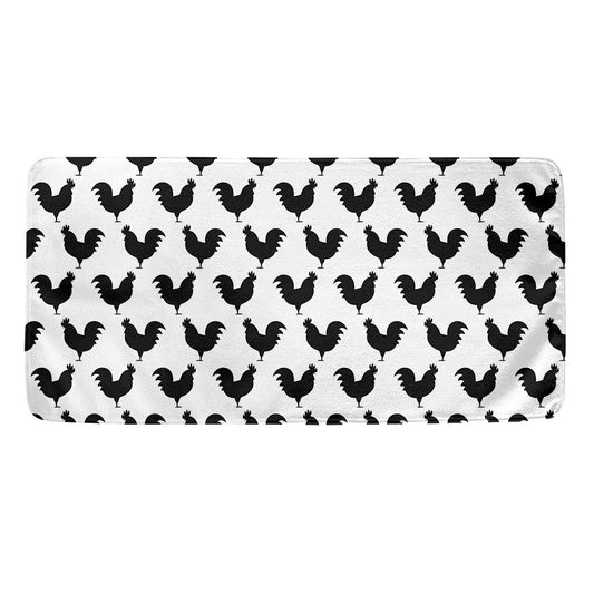 Black And White Rooster Pattern Print Towel