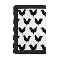 Black And White Rooster Pattern Print Trifold Wallet