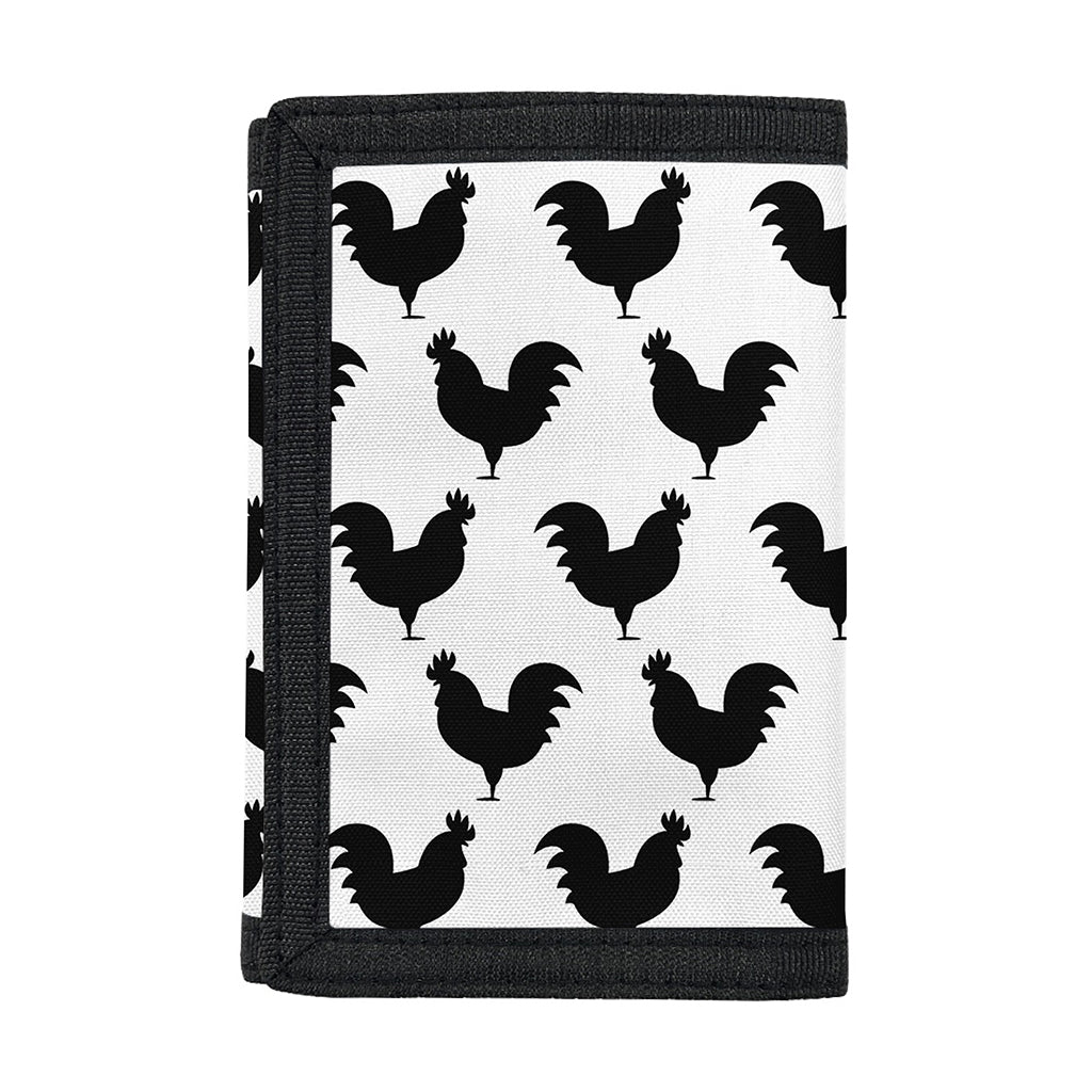 Black And White Rooster Pattern Print Trifold Wallet