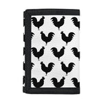 Black And White Rooster Pattern Print Trifold Wallet