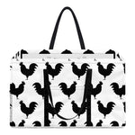 Black And White Rooster Pattern Print Utility Tote Bag
