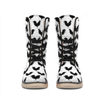 Black And White Rooster Pattern Print Winter Boots