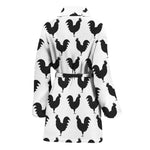 Black And White Rooster Pattern Print Women's Bathrobe