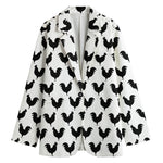 Black And White Rooster Pattern Print Women's Blazer