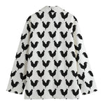 Black And White Rooster Pattern Print Women's Blazer