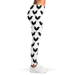 Black And White Rooster Pattern Print Women's Leggings
