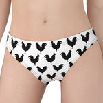 Black And White Rooster Pattern Print Women's Panties