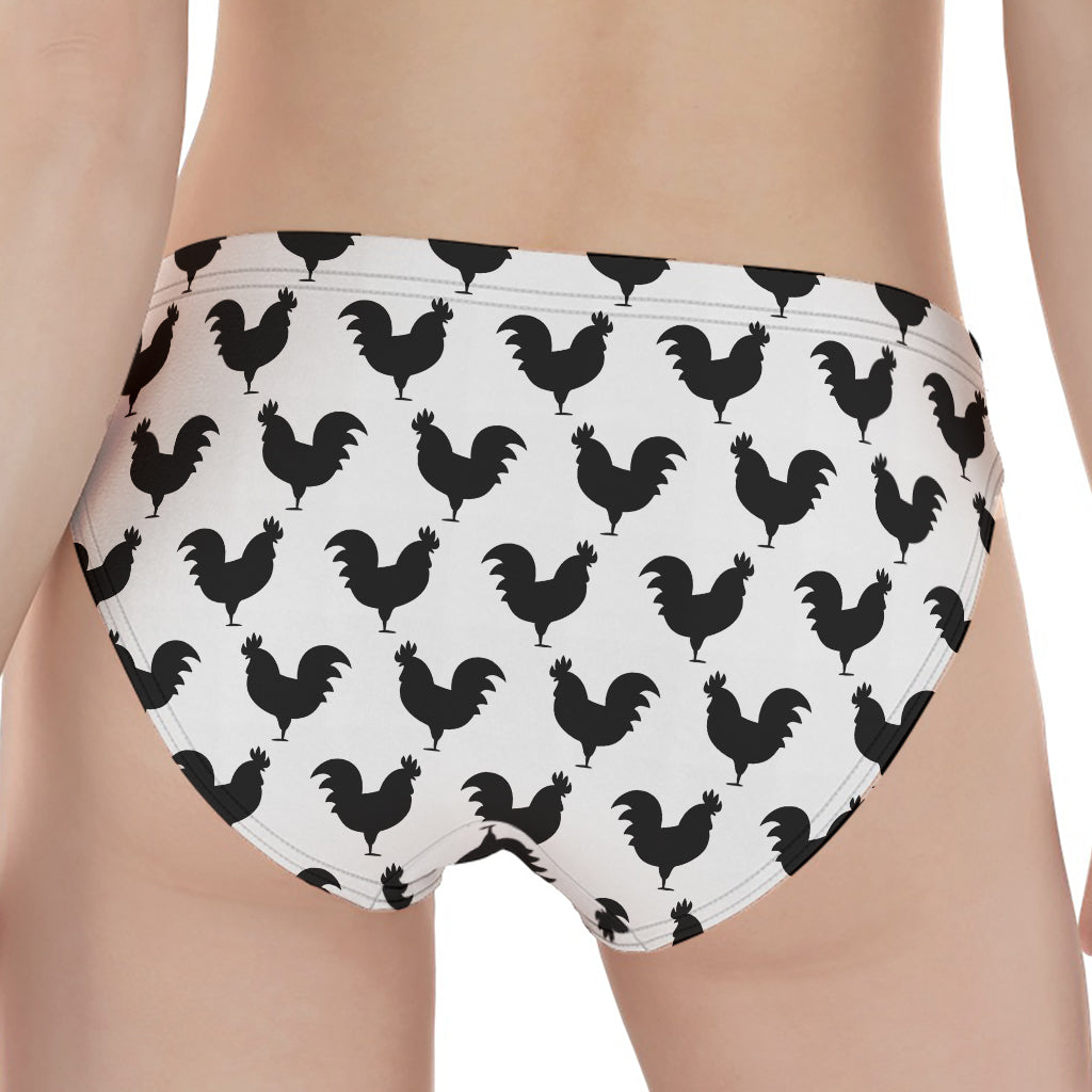 Black And White Rooster Pattern Print Women's Panties