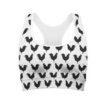 Black And White Rooster Pattern Print Women's Sports Bra