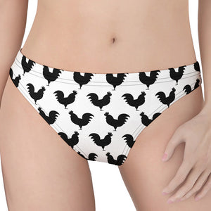 Black And White Rooster Pattern Print Women's Thong