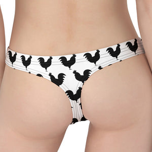 Black And White Rooster Pattern Print Women's Thong