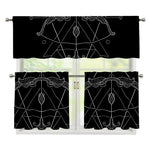 Black And White Sagittarius Sign Print 3 Piece Kitchen Curtains