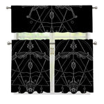 Black And White Sagittarius Sign Print 3 Piece Kitchen Curtains