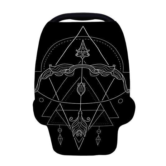 Black And White Sagittarius Sign Print Baby Seat Cover