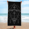 Black And White Sagittarius Sign Print Beach Towel