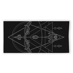 Black And White Sagittarius Sign Print Beach Towel