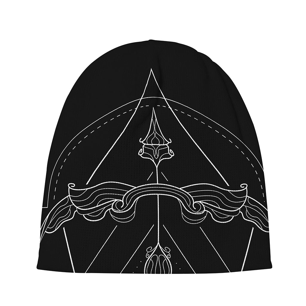 Black And White Sagittarius Sign Print Beanie