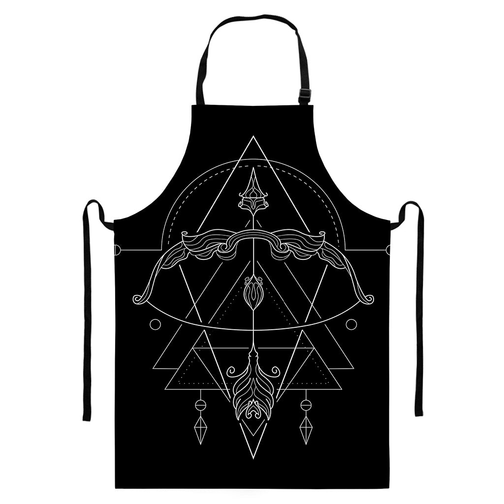 Black And White Sagittarius Sign Print Bib Apron With Pocket