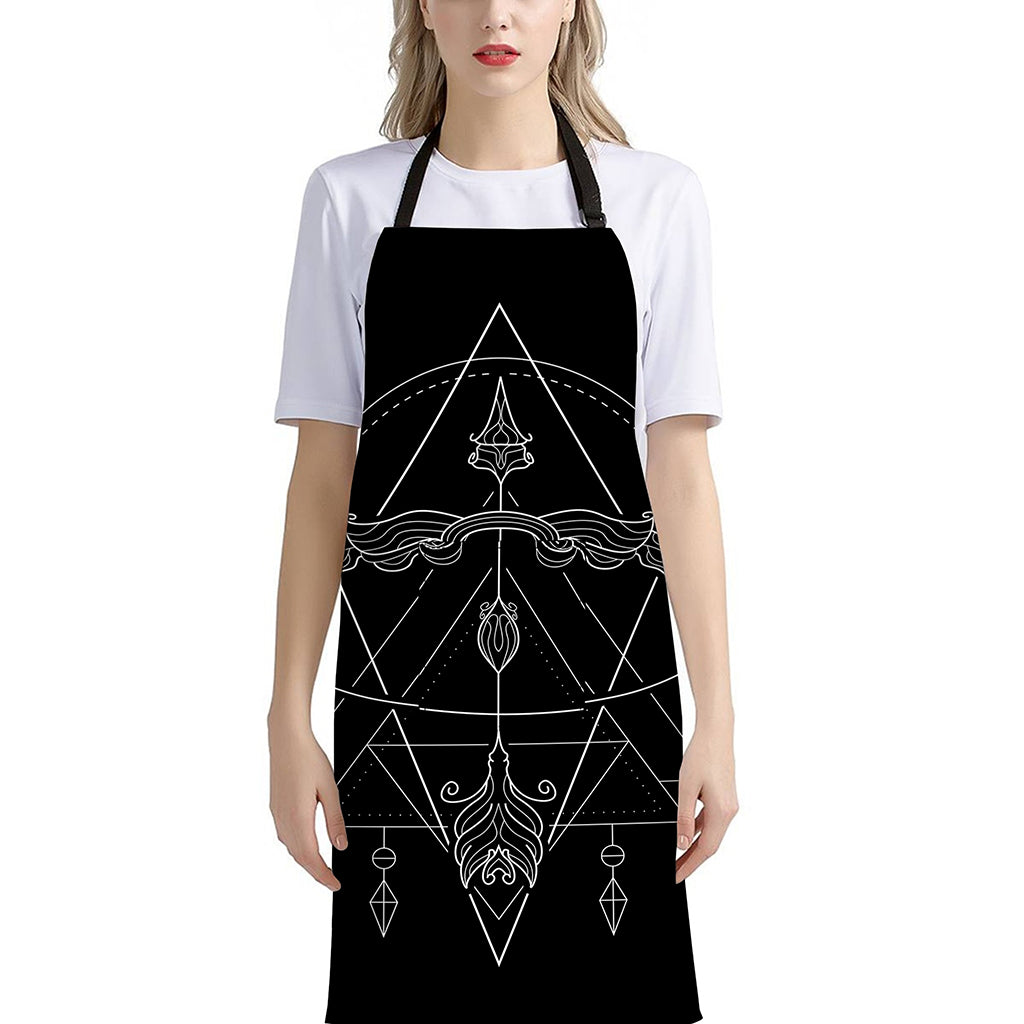 Black And White Sagittarius Sign Print Bib Apron With Pocket