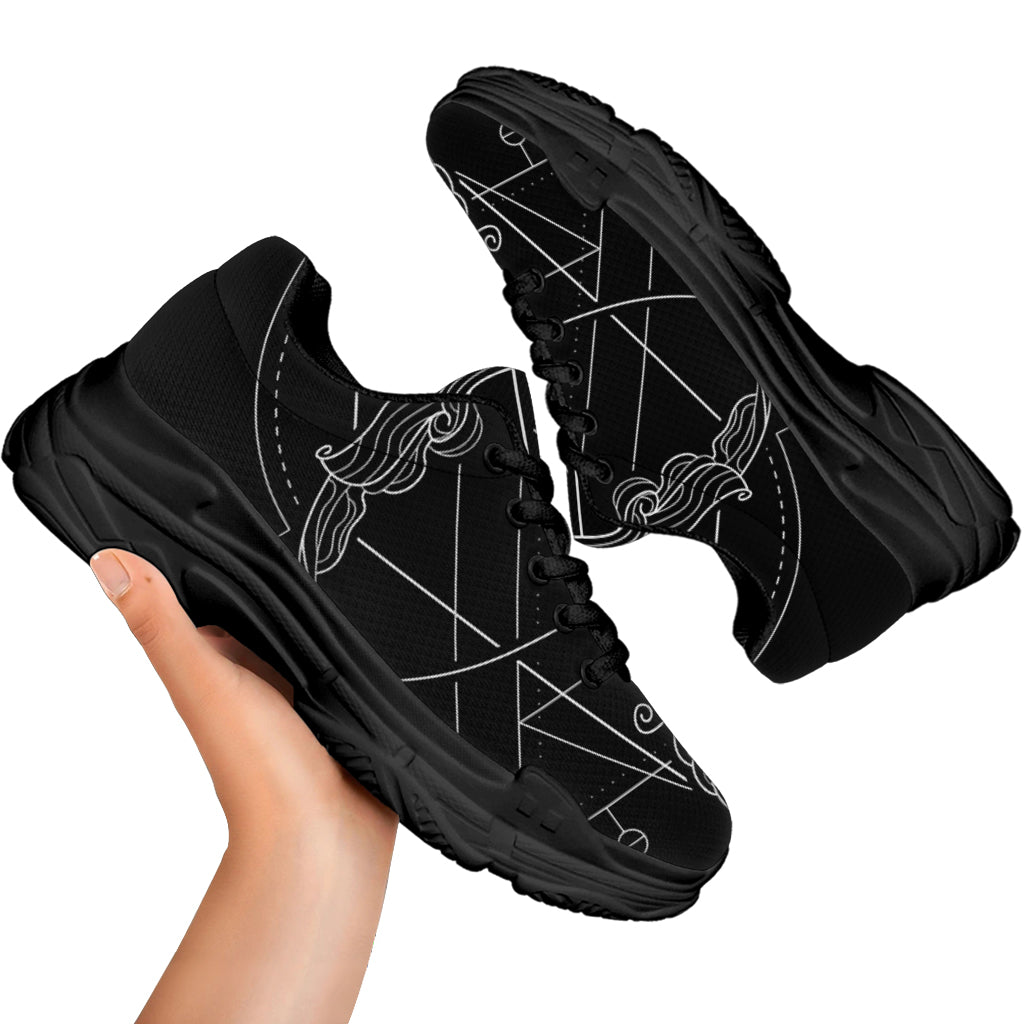 Black And White Sagittarius Sign Print Black Chunky Shoes