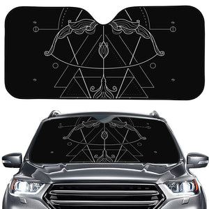 Black And White Sagittarius Sign Print Car Windshield Sun Shade