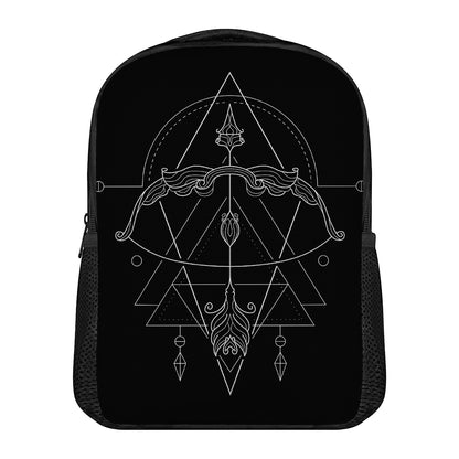 Black And White Sagittarius Sign Print Casual Backpack