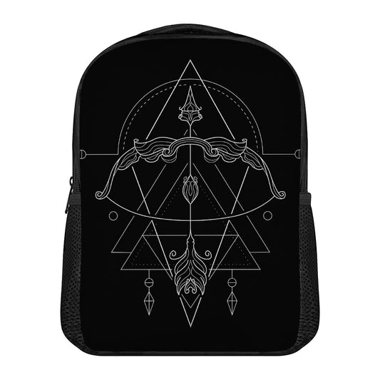 Black And White Sagittarius Sign Print Casual Backpack