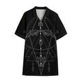 Black And White Sagittarius Sign Print Cotton Hawaiian Shirt