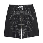 Black And White Sagittarius Sign Print Cotton Shorts